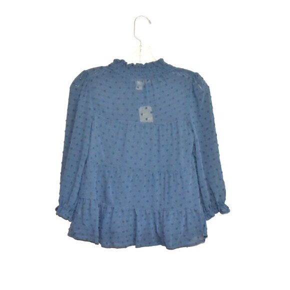 Monteau Swiss Dot Semi Sheer 3/4 Sleeve Blouse Size XS - Picture 2 of 14
